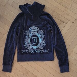 Y2K Juicy Couture Purple Blue Velour Hoodie Size S